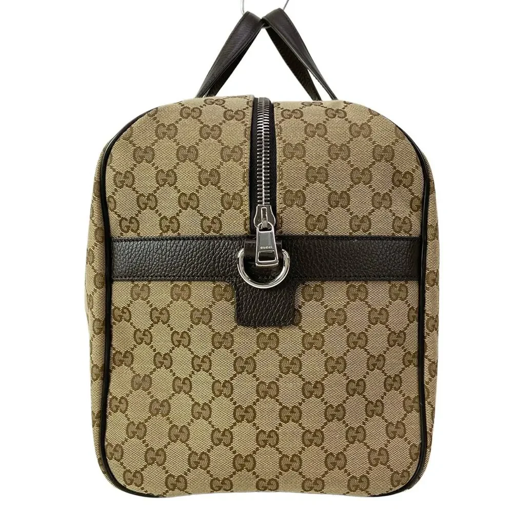 Gucci GG Boston Bag 449167 Beige Dark Brown Jacquard Leather